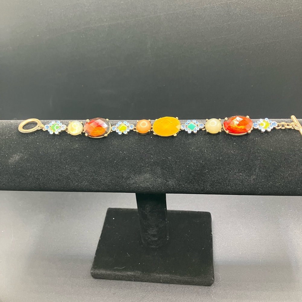 Vintage Art Deco Art Nouveau Multicolor Gemstone Bracelet 90's